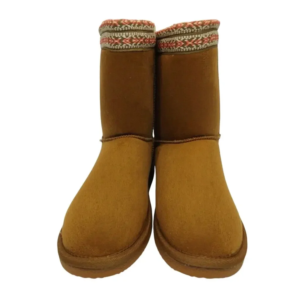 Western Chief Pawnee Mid Calf Boots 9 NWT Tan Ankle Booties Vegan Suede Faux Fur